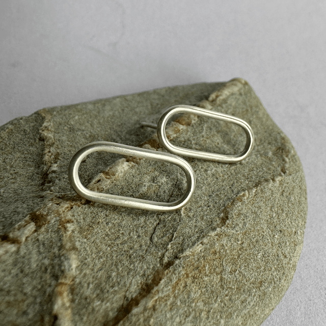 Silver Oval Link Earrings 