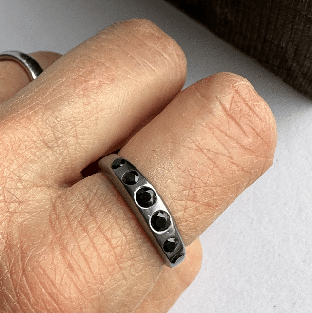 Oxidised Silver Ring with Black Spinel