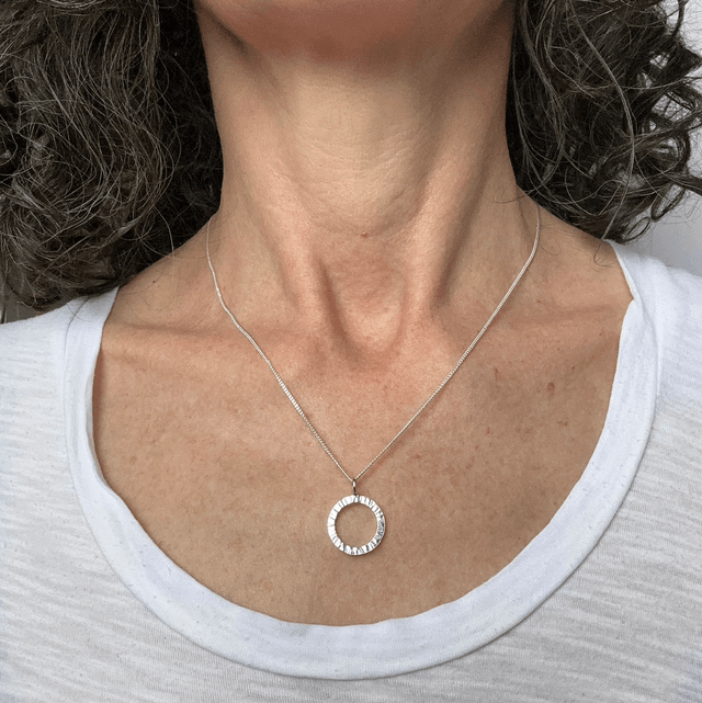Hammer Textured Silver Circle 