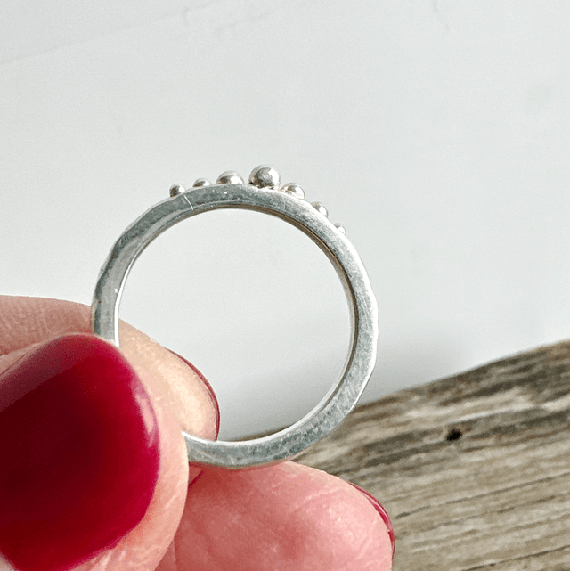 Silver Granulation Slim Ring