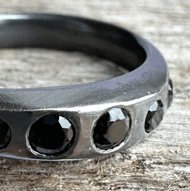 Oxidised Silver Ring with Black Spinel