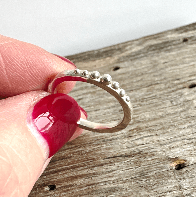 Silver Granulation Slim Ring