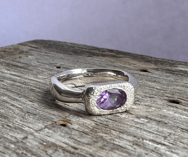 Square Ring with Amethyst 