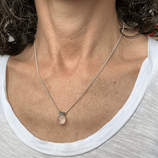 Frosted Rock Crystal Sphere Necklace