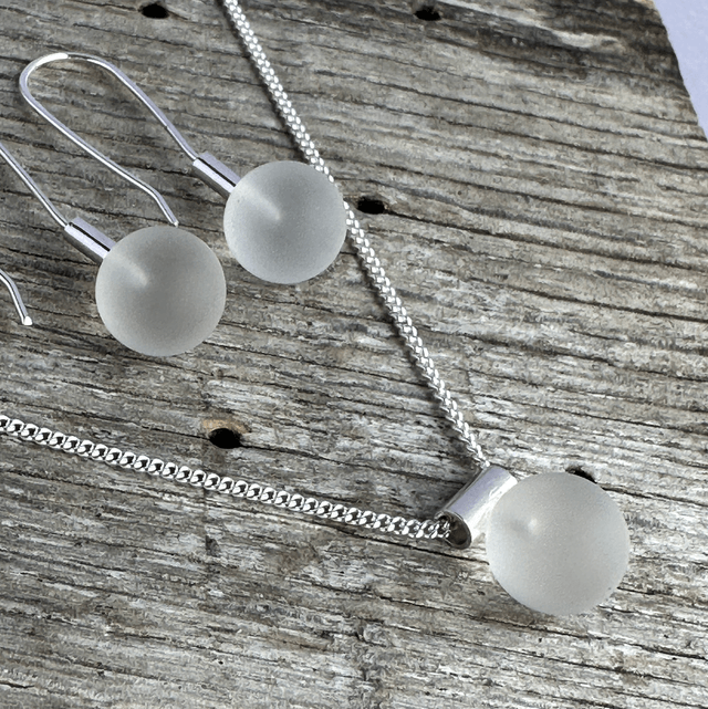 Frosted Rock Crystal Sphere Necklace