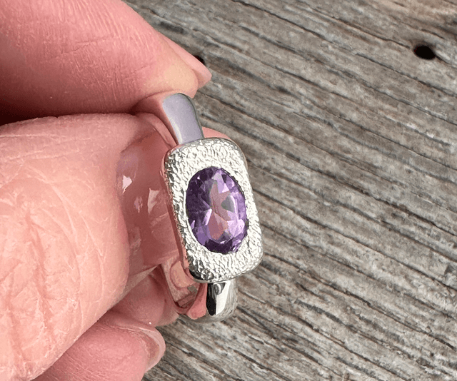 Square Ring with Amethyst 