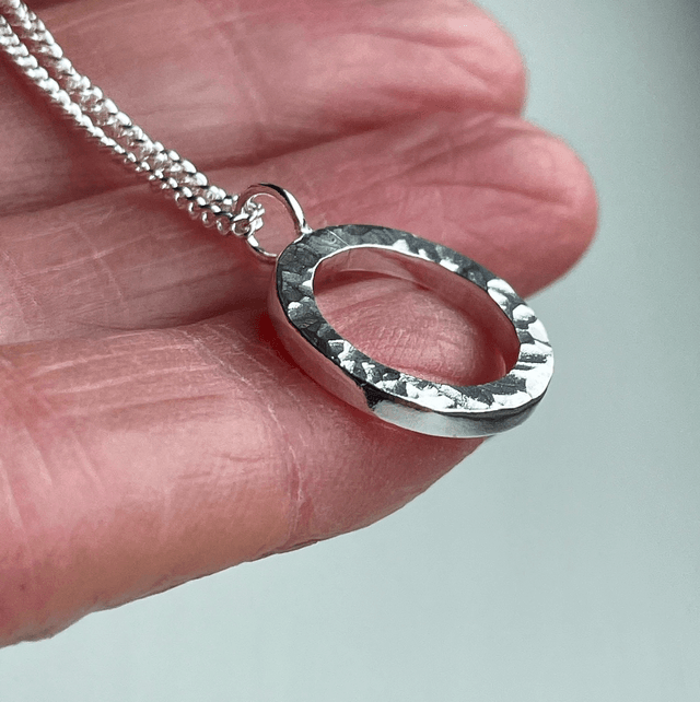 Hammer Textured Silver Circle 