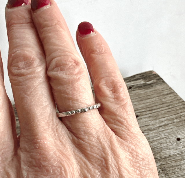 Silver Granulation Slim Ring