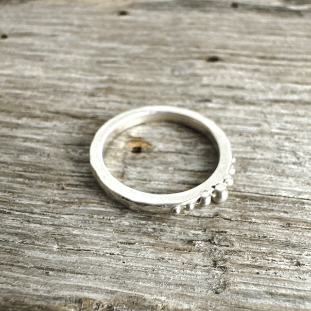 Silver Granulation Slim Ring